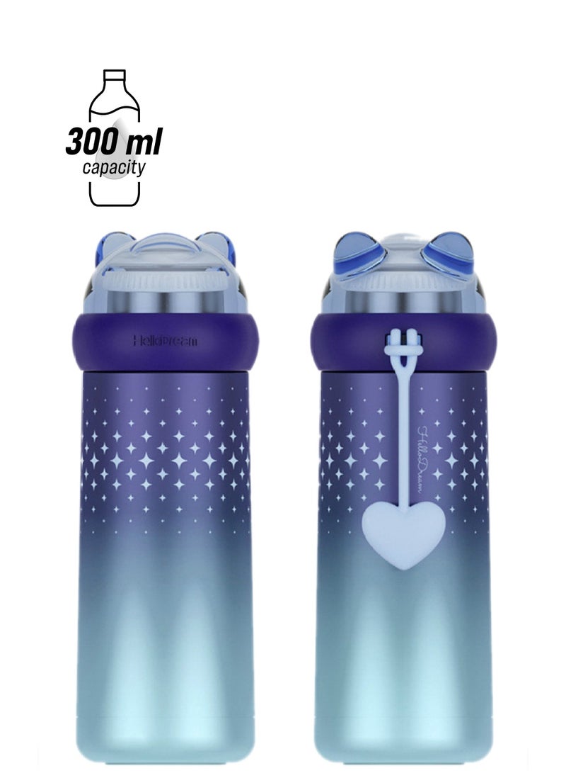 2-Piece Jipush Rabbit Thermos Mug Blue 300ml 