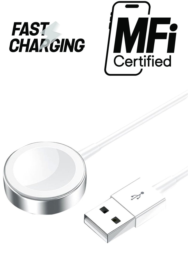 أوسامس شاحن لاسلكي محمول لساعات آي ووتش أبيض