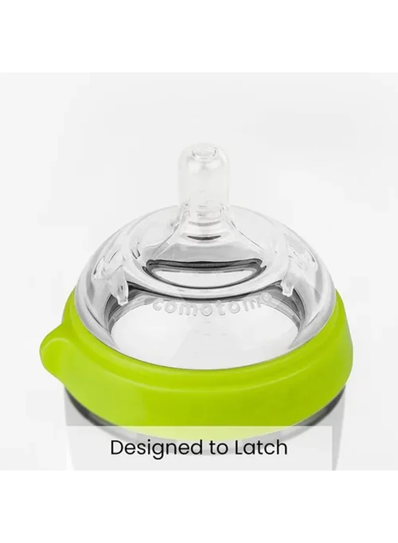 comotomo Natural Feel Baby Bottle, Soft & Squeezy, Easy To Clean, Dual Anti-Colic Vent Bottle For Baby, Infants And Newborn 250ml, Green (Pack Of 2)