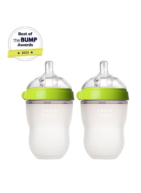 Natural Feel Baby Bottle, Soft & Squeezy, Easy To Clean, Dual Anti-Colic Vent Bottle For Baby, Infants And Newborn 250ml, Green (Pack Of 2)