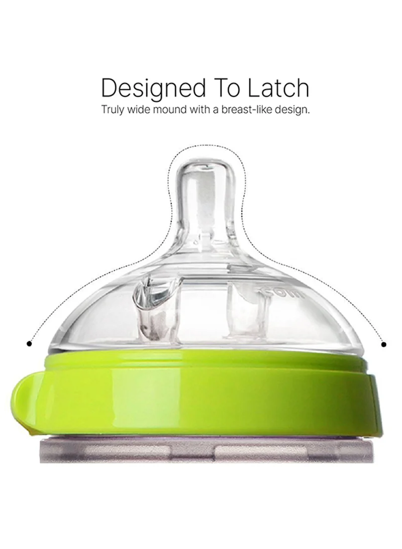 comotomo Natural Feel Baby Bottle, Soft & Squeezy, Easy To Clean, Dual Anti-Colic Vent Bottle For Baby, Infants And Newborn 250ml, Green (Pack Of 2)