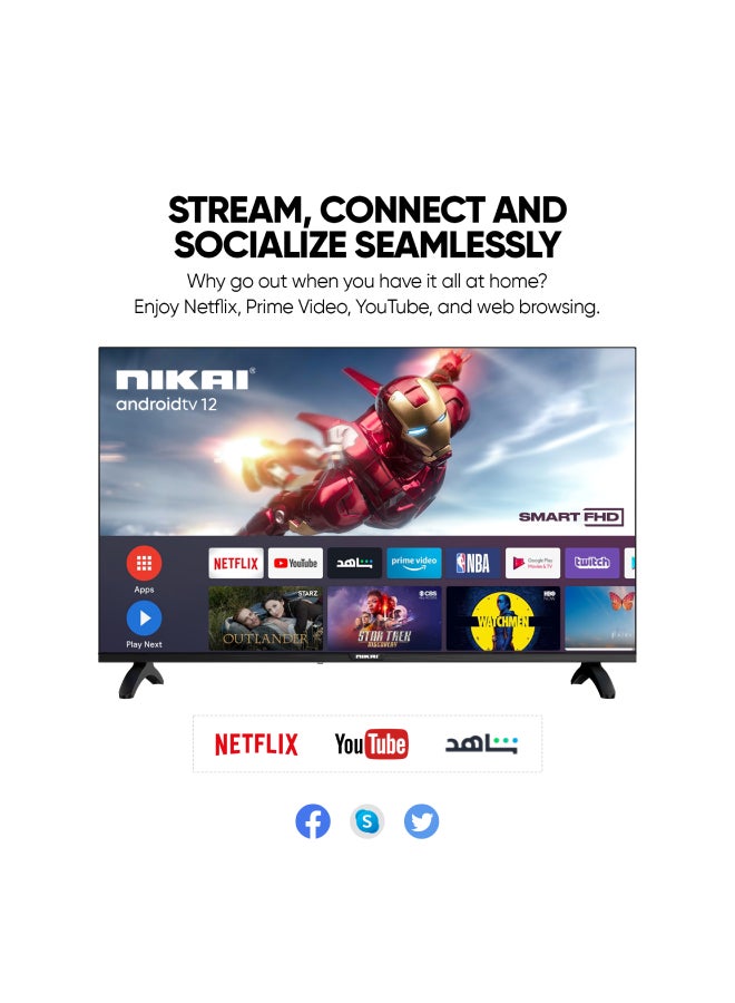 42 Inch Smart LED TV | Built-In Wi-Fi, Smart Apps, 2 HDMI Ports, 1GB RAM | 16W Speakers, Quad-Core Processor | Ultra-Slim Frame, Sleep Timer, Auto Power Off | Multilingual OSD, 60HZ - NTV4300SLEDN2 / NTV4300SLED Black