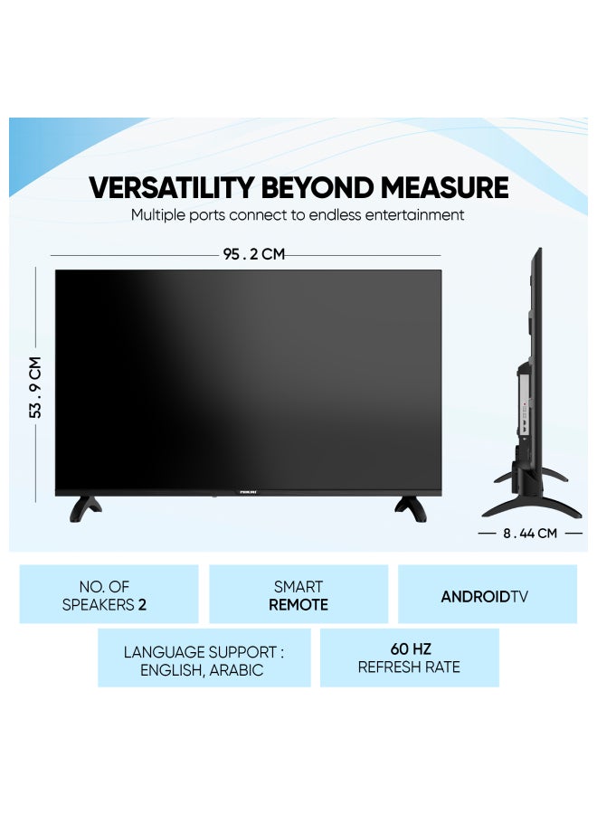 42 Inch Smart LED TV | Built-In Wi-Fi, Smart Apps, 2 HDMI Ports, 1GB RAM | 16W Speakers, Quad-Core Processor | Ultra-Slim Frame, Sleep Timer, Auto Power Off | Multilingual OSD, 60HZ - NTV4300SLEDN2 / NTV4300SLED Black