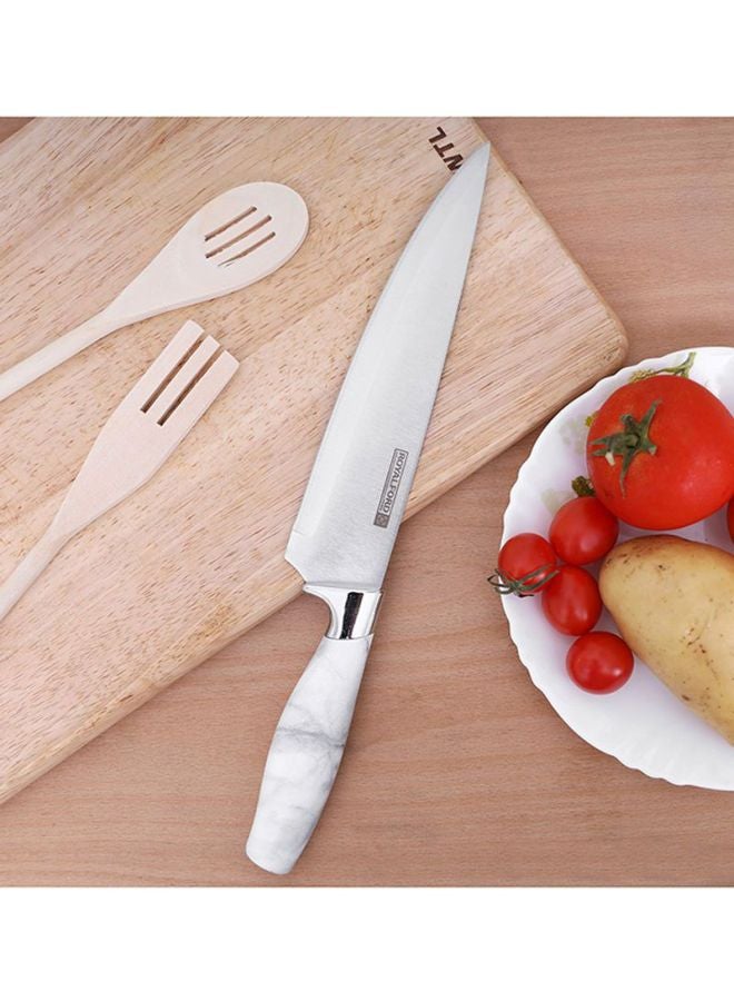 رويال فورد سكين الطاهي - شفرة ستانلس ستيل حادة جدًا - مقبض بتصميم رخامي - متعدد الألوان - مقاس 8 بوصات أبيض/ أسود 8بوصة - Image 2