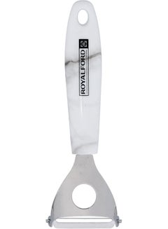 Royalford Y-Peeler Extra Sharp Ss Blade With Marble Designed Handle Premium Quality Kitchen Tools White/Grey 8cm  - Image 4