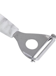 Royalford Y-Peeler Extra Sharp Ss Blade With Marble Designed Handle Premium Quality Kitchen Tools White/Grey 8cm  - Image 3
