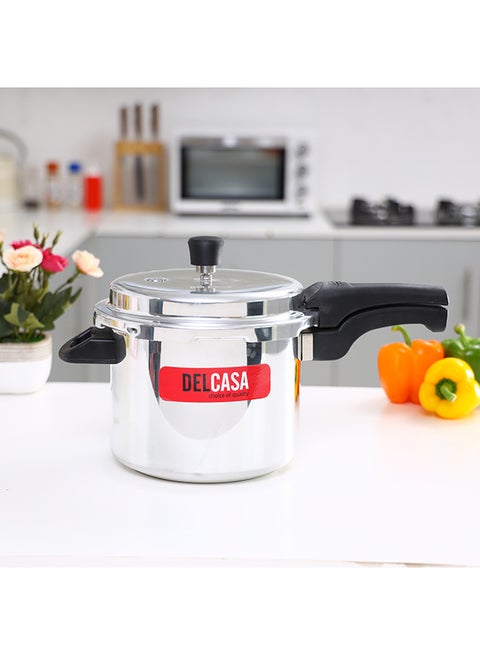 Aluminium 5Liter Lightweight And Durable Fast And Energy Efficient Cooking Pressure Cooker With Out Lid Silver 5Liters
