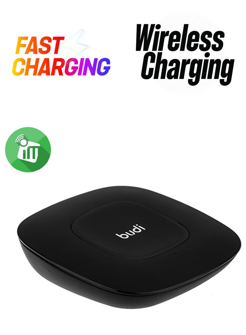 budi - Qi Wireless Charger With Dual USB Ports Black - Image 1