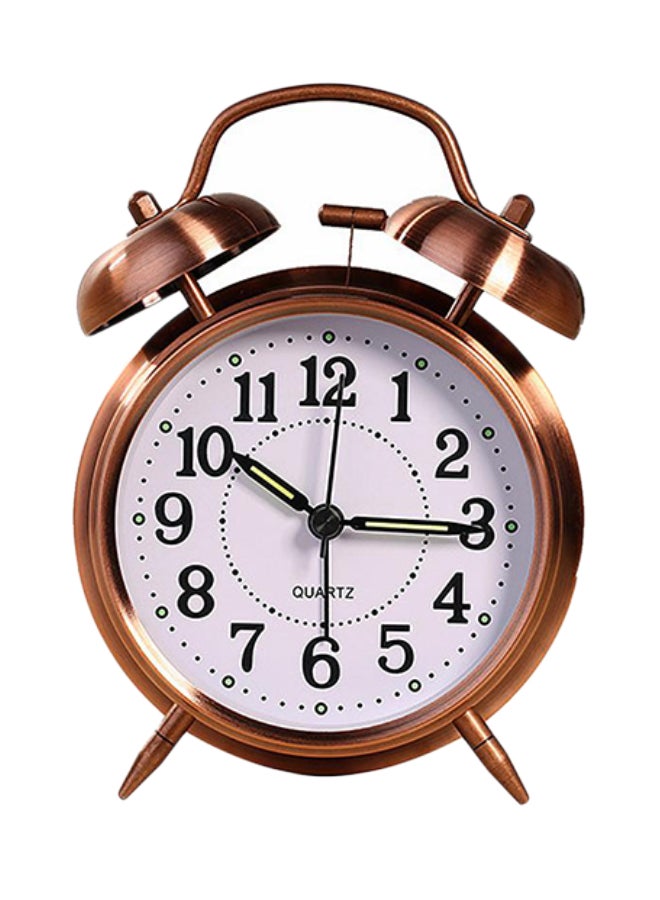 Vintage Twin Bell Alarm Clock Gold 10.5 x 16.5 x 5.5cm