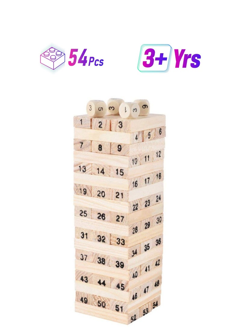 يونيك طقم مكعبات دومينو خشبية لإنشاء برج من 54 قطعة 54 - Image 1