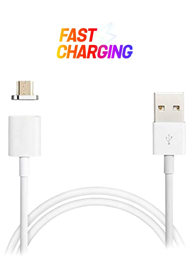 Magnetic Micro USB Data Sync Charging Cable White - Image 1