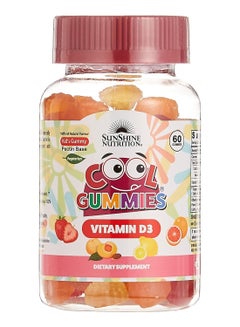 SUNSHINE NUTRITION Cool Gummies Kids Gummy Pectin Base Infused With Vitamin D3 Dietary Supplement Supports Bone, Teeth And Immune Health Vegetarian 60 Gummies  - Image 1