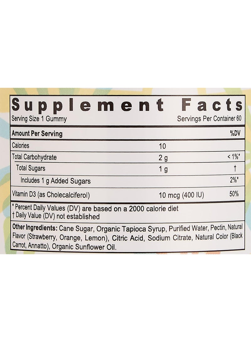 SUNSHINE NUTRITION Cool Gummies Kids Gummy Pectin Base Infused With Vitamin D3 Dietary Supplement Supports Bone, Teeth And Immune Health Vegetarian 60 Gummies  - Image 4