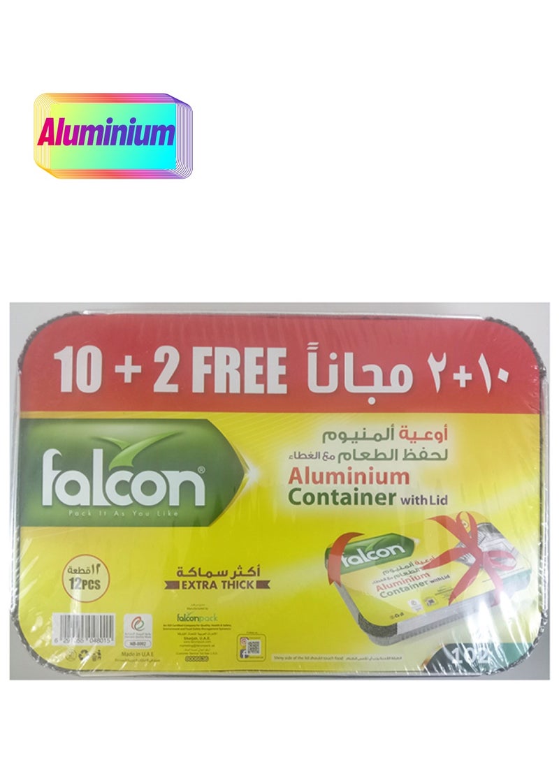 Falcon Extra Thick Aluminium Food Storage Lid Containers Silver - Image 1