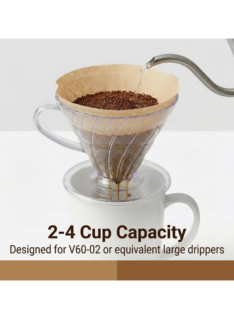 rolita Cuisine Art 100-Piece Unbleached Coffee Filter Papers – Natural Wood Pulp V60 Cone Filters – Disposable Paper for Pour Over Drippers – Fits 2-4 Cups – Chemical-Free & Biodegradable (Beige) Beige 10grams - Image 5