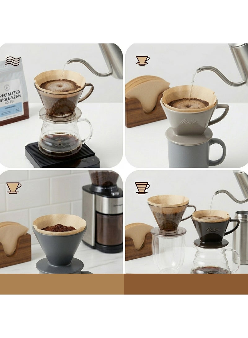 rolita Cuisine Art 100-Piece Unbleached Coffee Filter Papers – Natural Wood Pulp V60 Cone Filters – Disposable Paper for Pour Over Drippers – Fits 2-4 Cups – Chemical-Free & Biodegradable (Beige) Beige 10grams - Image 2