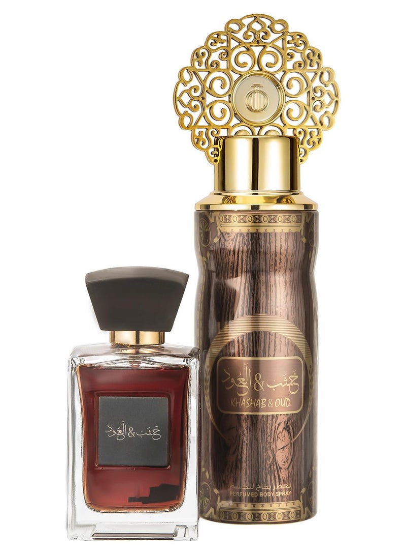 ARABIYAT Khashab & Oud Perfume Gift Set Eau De Parfume 100 ml + Perfume Spray 200ml