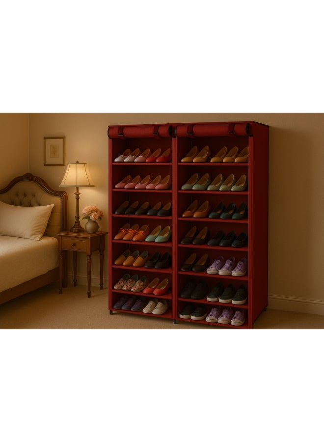 المفرج رفوف أحذية قابلة للطي والتعديل متعددة الاستخدامات من 12 قطعة أحمر 120x118x30سم