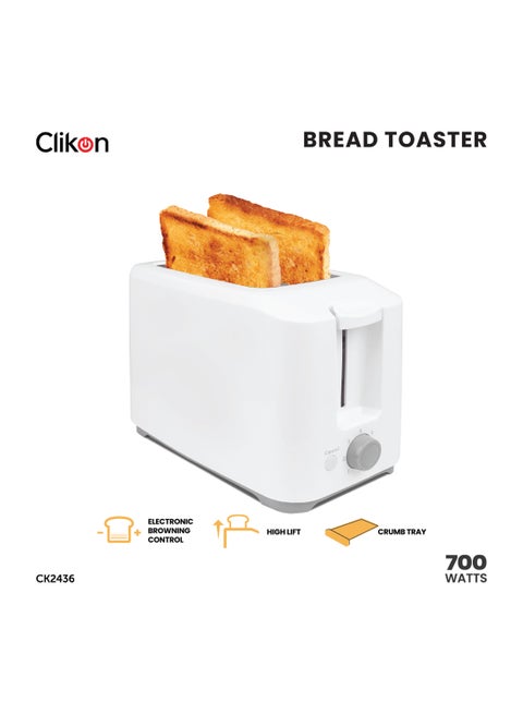 Bread Toaster 2 Slices 700W 700 W CK2436 White