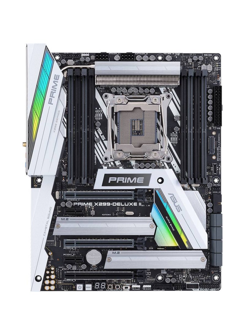 ASUS PRIME X299-DELUXE II ATX Motherboard for Intel LGA 2066 Core X-Series Processors, Intel X299 Chipset, Supports Up to 128GB DDR4 4266MHz (OC), Dual Intel Thunderbolt 3 Type-C Ports, Triple M.2 Slots, 5Gbps LAN, Wi-Fi 802.11ac, Bluetooth 5.0, NVIDIA Quad-GPU SLI & AMD CrossFireX Support, 12-Phase Digital VRM, AURA RGB Lighting, LiveDash OLED Display, USB BIOS Flashback, 5-Way Optimization, PCIe 3.0 x16 Expansion Slots, Pre-mounted I/O Shield, Advanced Cooling Solutions | 90MB0ZB0-M0EAY0 Multicolour - Image 2