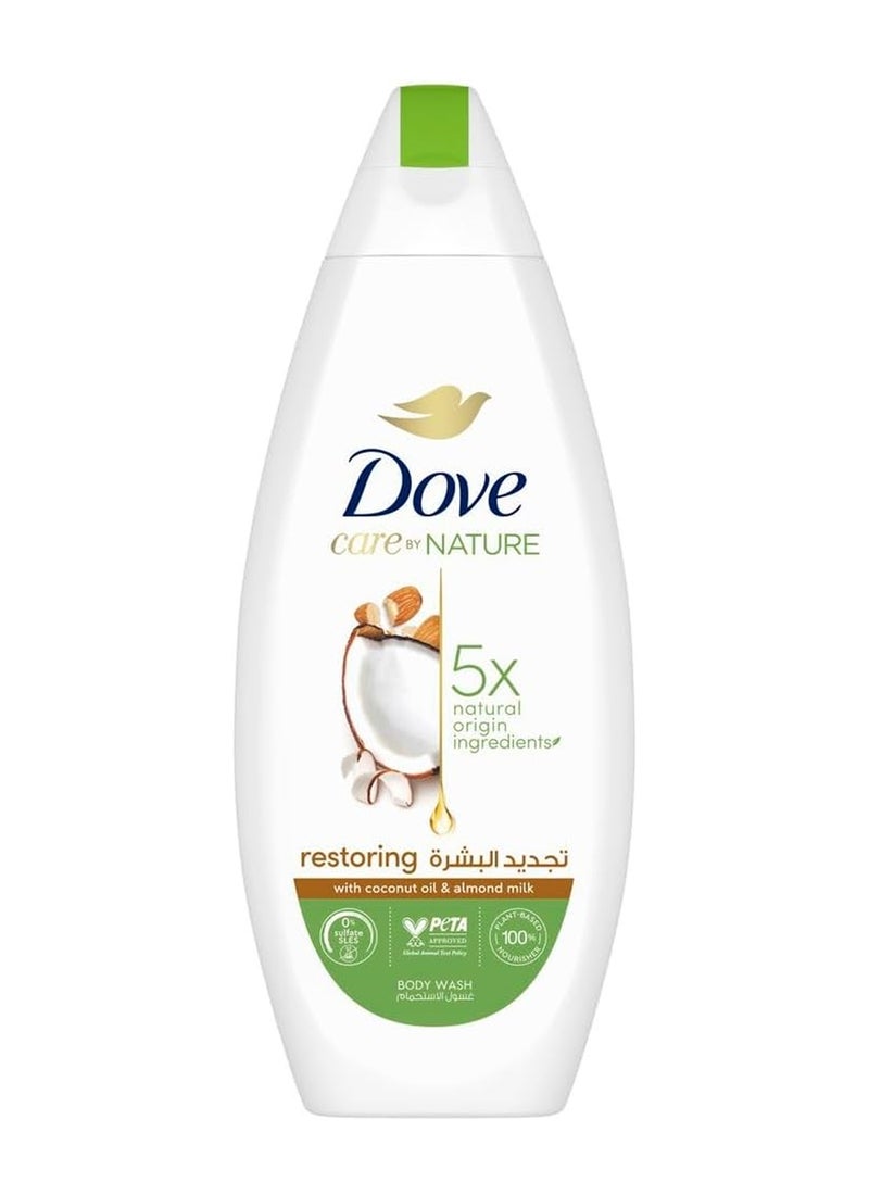 Dove Care By Nature Restoring Body Wash, With Renew Blend Technology, Coconut And Almond, With ¼ Moisturising Cream 250.0ml  - Image 1
