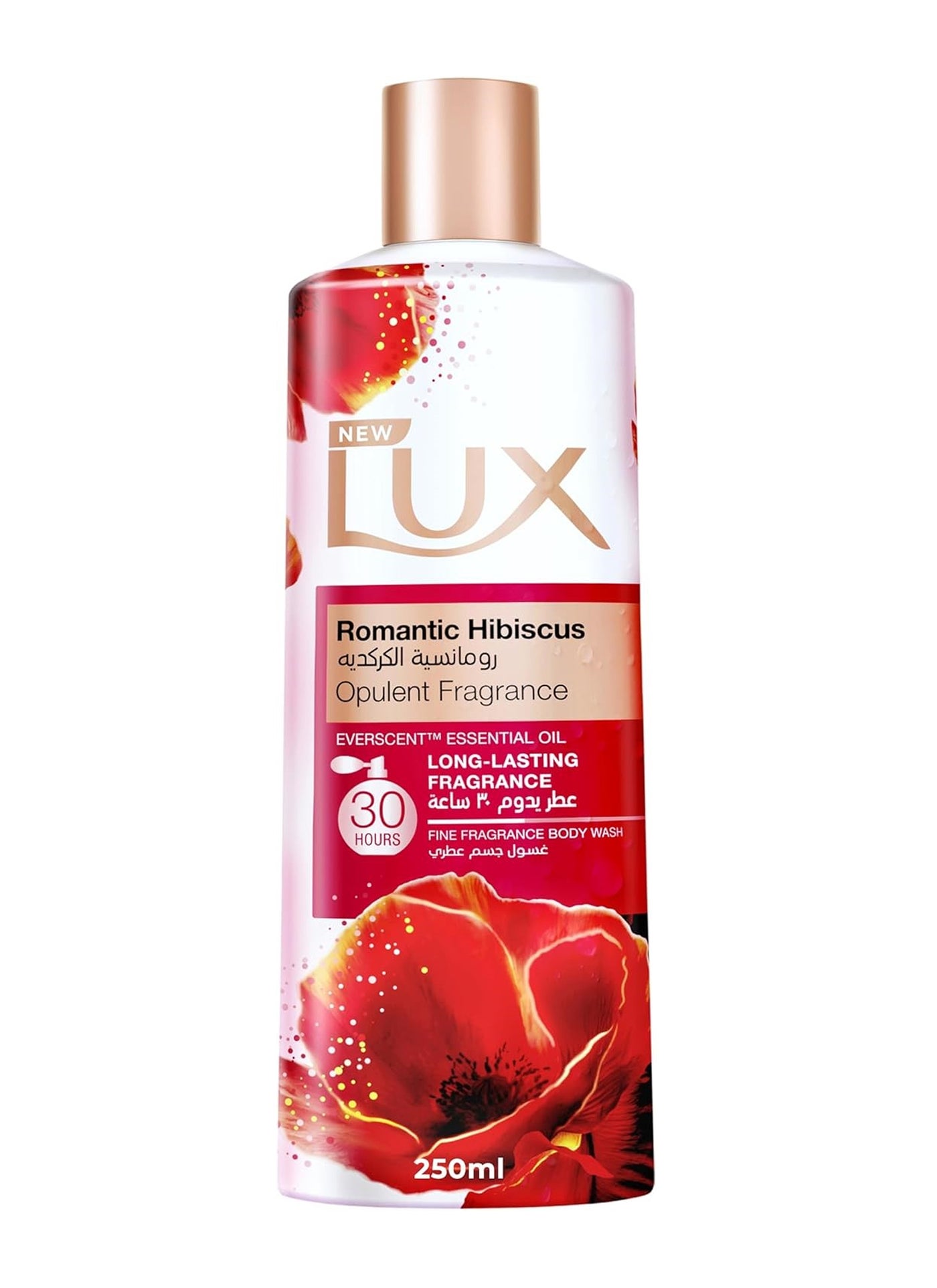 Lux Opulent Fragrance Body Wash, Romantic Hibiscus, 30h Long-Lasting Scent, With Everscent Essential Oil 250ml