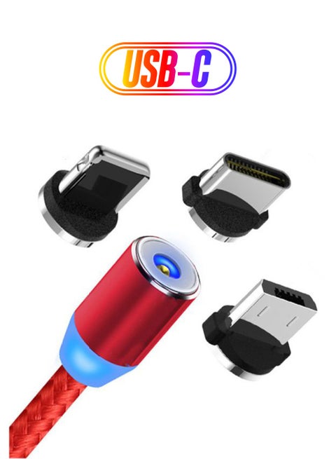 3-In-1 Magnetic Circular Data Sync And Charging Cable Red/Blue
