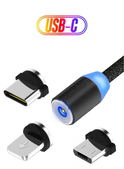 3-In-1 Magnetic Circular Data Sync And Charging Cable Black/Blue