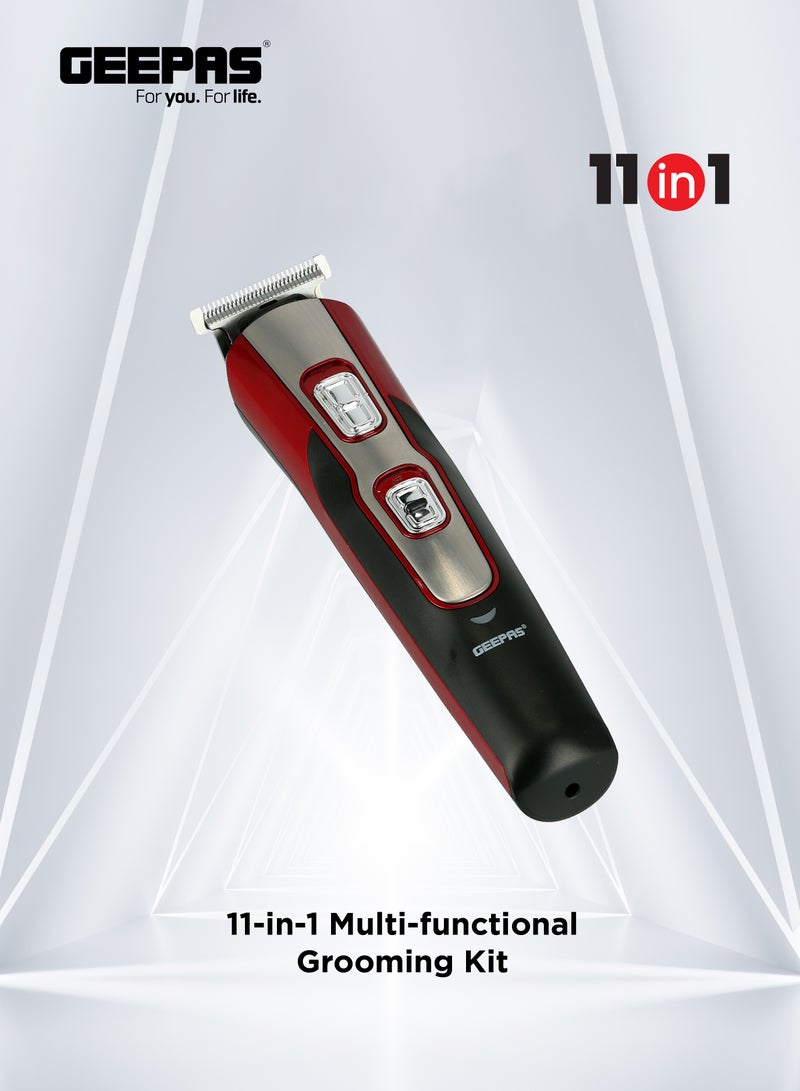 GEEPAS - 11-In-1 Rechargeable Grooming Kit Red/Black 6x23.6x16.2cm - Image 1