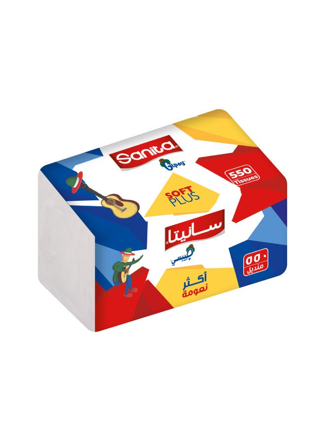 سانيتا مناديل وجه جيبسي 550 منديل أبيض 