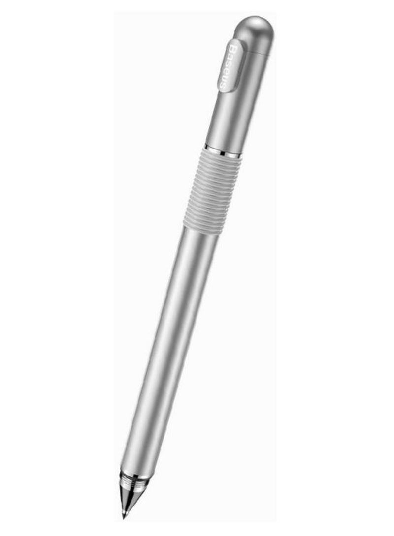 Baseus 2-in-1 Capacitive Touchscreen Stylus & Ballpoint Pen for Smartphones and Tablets Silver - Image 1