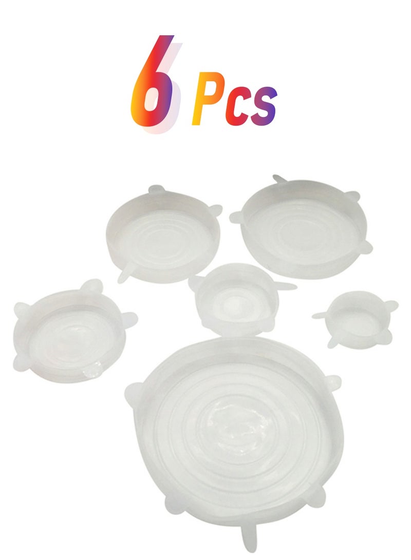 طقم أغطية قابل للتمدد وإعادة الاستخدام، يحوي 6 قطع أبيض 6-Pieceبوصة