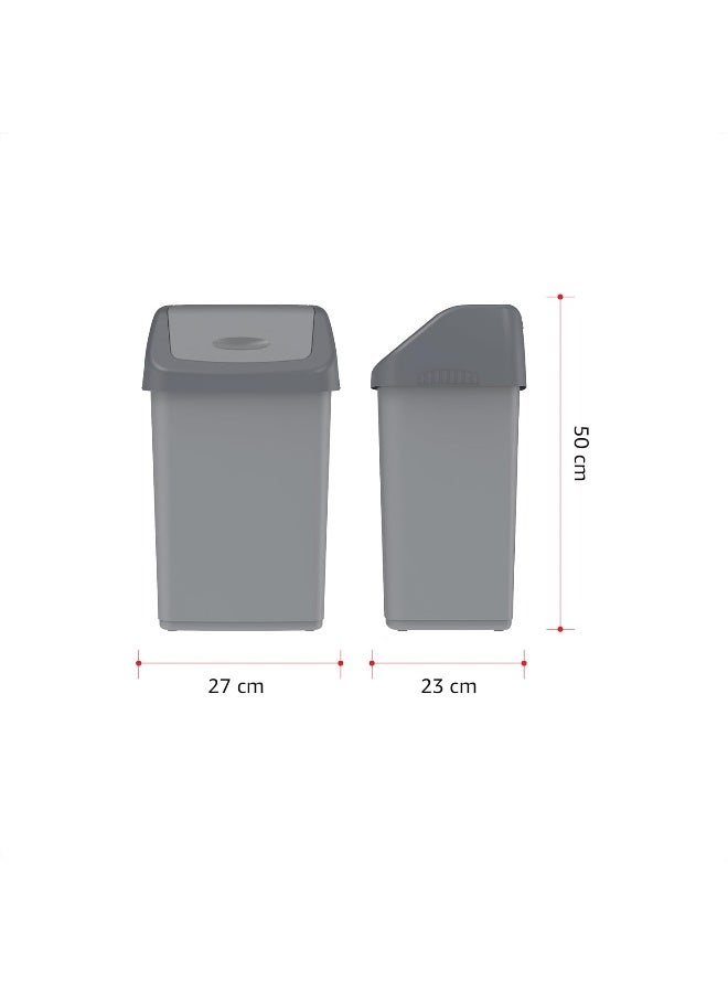 Cosmoplast 20L Flip-Top Waste Bin With Swing Lid  (Pearl Grey) grey 20.0Liters  - Image 3