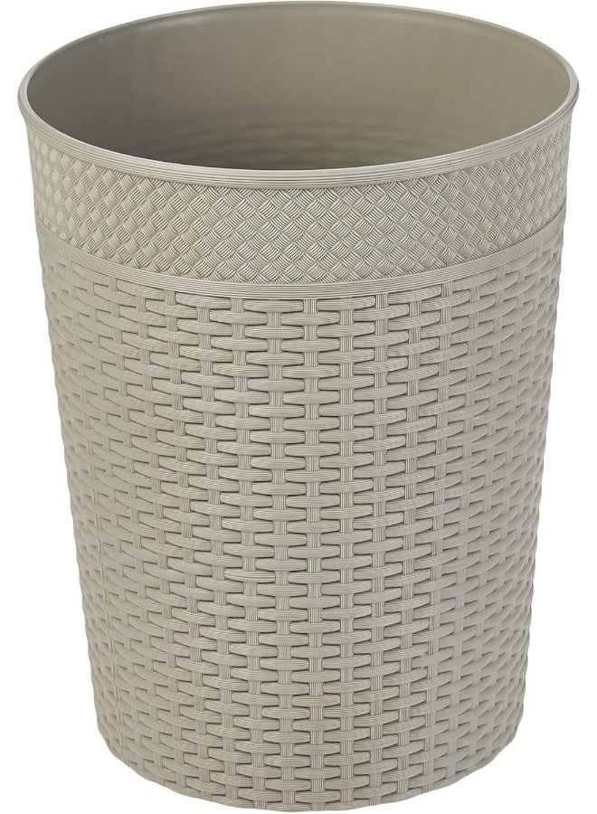 Cosmoplast 10L Plastic Rattan Wicker Storage Waste Basket (Grey) Grey 10.0Liters  - Image 2