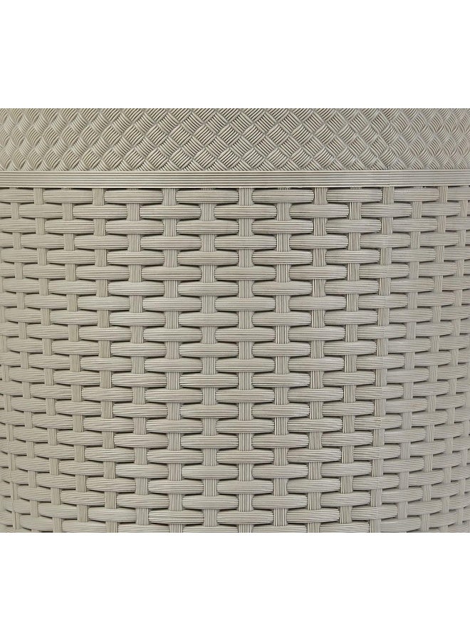 Cosmoplast 10L Plastic Rattan Wicker Storage Waste Basket (Grey) Grey 10.0Liters  - Image 3