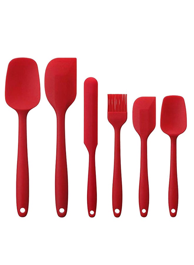 6-Piece Baking Scraper Shovel Spatula Set Red  - Image 1