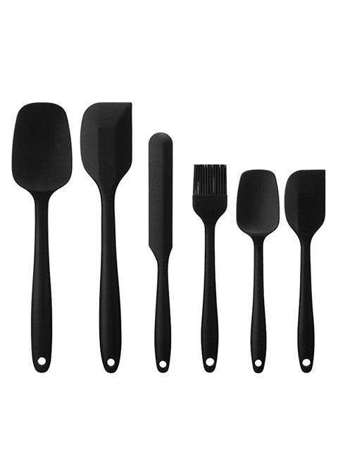 6-Piece Baking Scraper Shovel Spatula Set Black