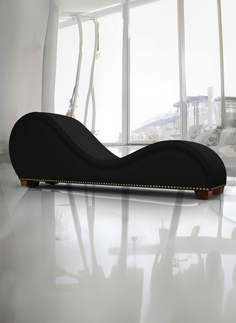 Romantic Chaise Longue Luxury Of Velvet Fabric With Lower Decorative Brown Buttons Black 180x80x50cmcm