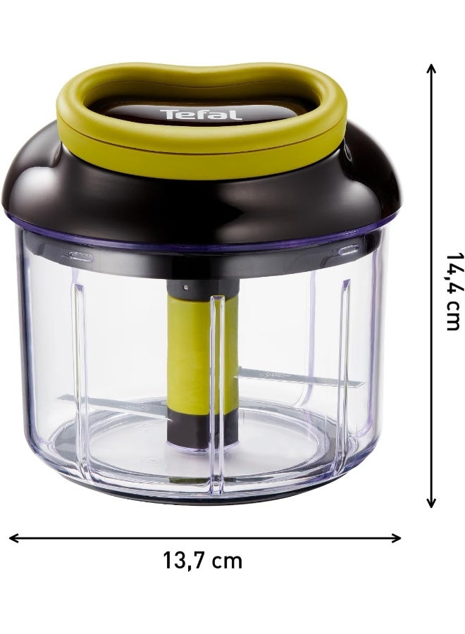 Tefal - TEFAL Manual Food Chopper | 5-Second Chopper | 900 ml | Quick and Easy to Use | Stainless Steel Blades | Secure | Versatile Results | Black /Dark Citronnelle | 2 Years Warranty | K1320404 Black/Dark Citronnelle 900ml - Image 1