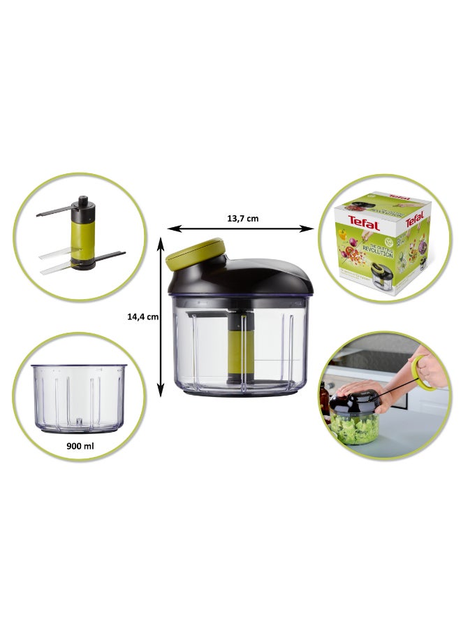 تيفال TEFAL مفرمة طعام يدوية | مفرمة 5 ثوانٍ | 900 مل | سريعة وسهلة الاستخدام | شفرات فولاذ مقاوم للصدأ | آمنة | نتائج متعددة الاستخدامات | أسود / ليمون غامق | ضمان لمدة سنتين | K1320404 900ملليلتر - Image 3