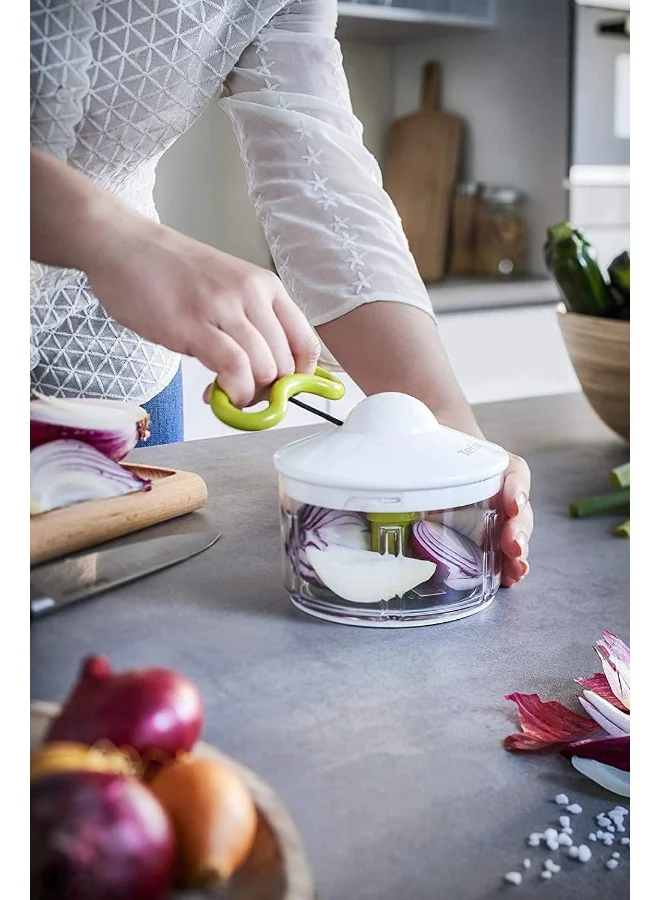 Tefal Manual Food Chopper | 5-Second Chopper 500 Ml | Quick And Easy To Use | Stainless Steel Blades | Secure | Versatile Results | White/Dark Citronnelle | 2 Years Warranty | K1330404 White/Dark Citronnelle 500ml