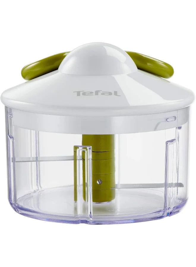 Tefal Manual Food Chopper | 5-Second Chopper 500 Ml | Quick And Easy To Use | Stainless Steel Blades | Secure | Versatile Results | White/Dark Citronnelle | 2 Years Warranty | K1330404 White/Dark Citronnelle 500ml