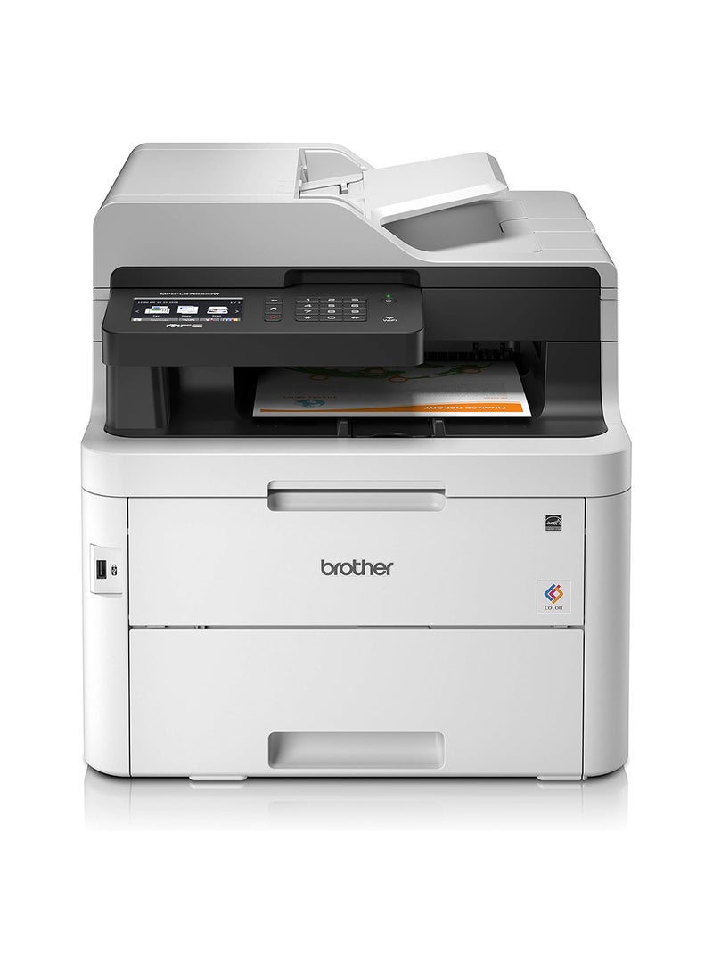 brother - MFC-L3750CDW Colour Laser Printer - All-in-One, Wireless/USB 2.0, Printer/Scanner/Copier/Fax Machine, 2 Sided Printing, 24PPM, A4 Printer, Small Office/Home Office Printer White/Black - Image 1
