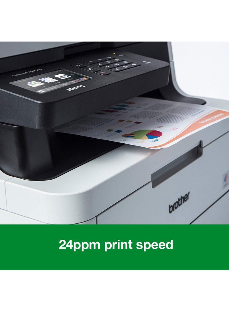 brother - MFC-L3750CDW Colour Laser Printer - All-in-One, Wireless/USB 2.0, Printer/Scanner/Copier/Fax Machine, 2 Sided Printing, 24PPM, A4 Printer, Small Office/Home Office Printer White/Black - Image 1