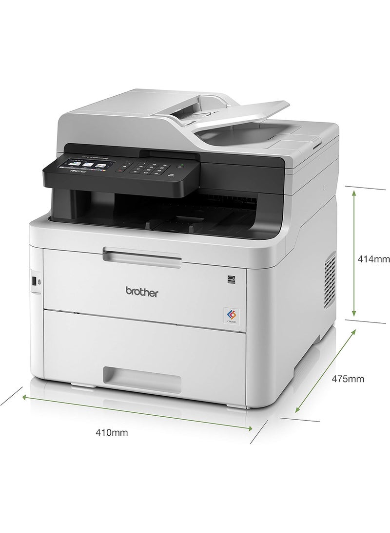 brother - MFC-L3750CDW Colour Laser Printer - All-in-One, Wireless/USB 2.0, Printer/Scanner/Copier/Fax Machine, 2 Sided Printing, 24PPM, A4 Printer, Small Office/Home Office Printer White/Black - Image 1