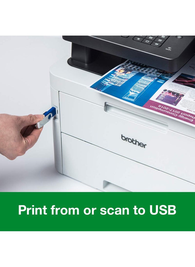 brother - MFC-L3750CDW Colour Laser Printer - All-in-One, Wireless/USB 2.0, Printer/Scanner/Copier/Fax Machine, 2 Sided Printing, 24PPM, A4 Printer, Small Office/Home Office Printer White/Black - Image 1