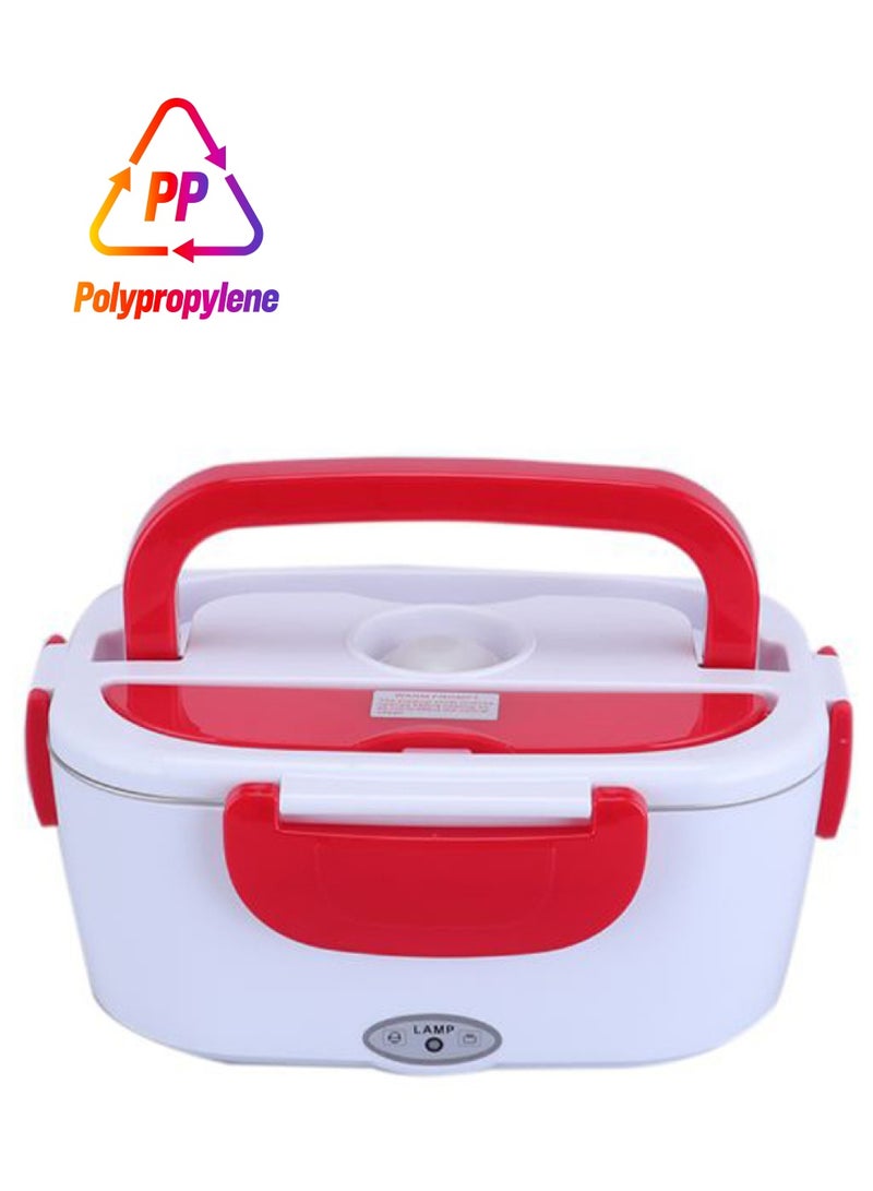 Portable Electric Heating Lunch Box With US Plug Red/White - Image 1