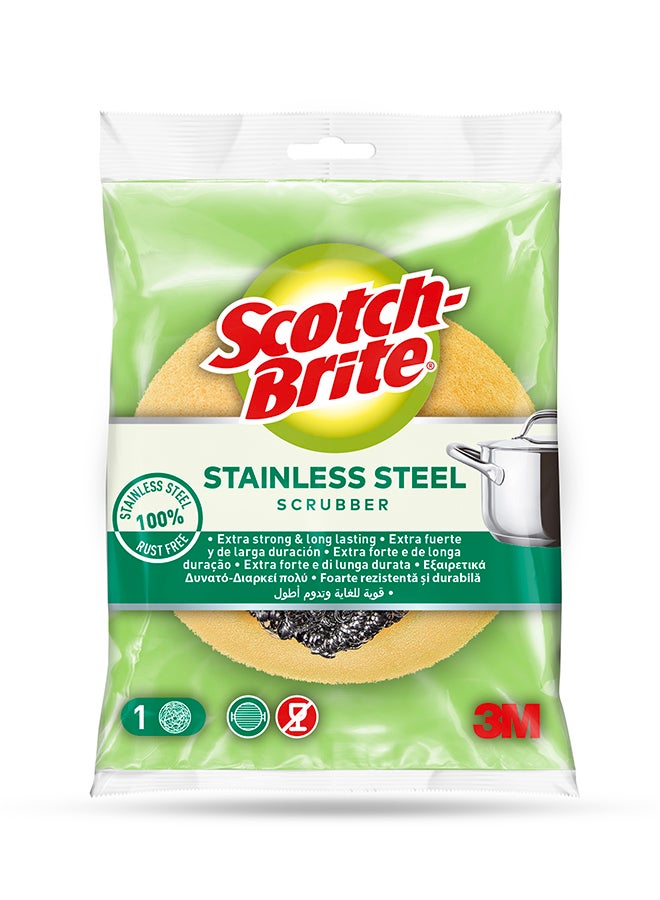Scotch Brite Scotch-Brite Stainless Steel Metal Spiral Scrub Sponge Yellow/Silver - Image 1