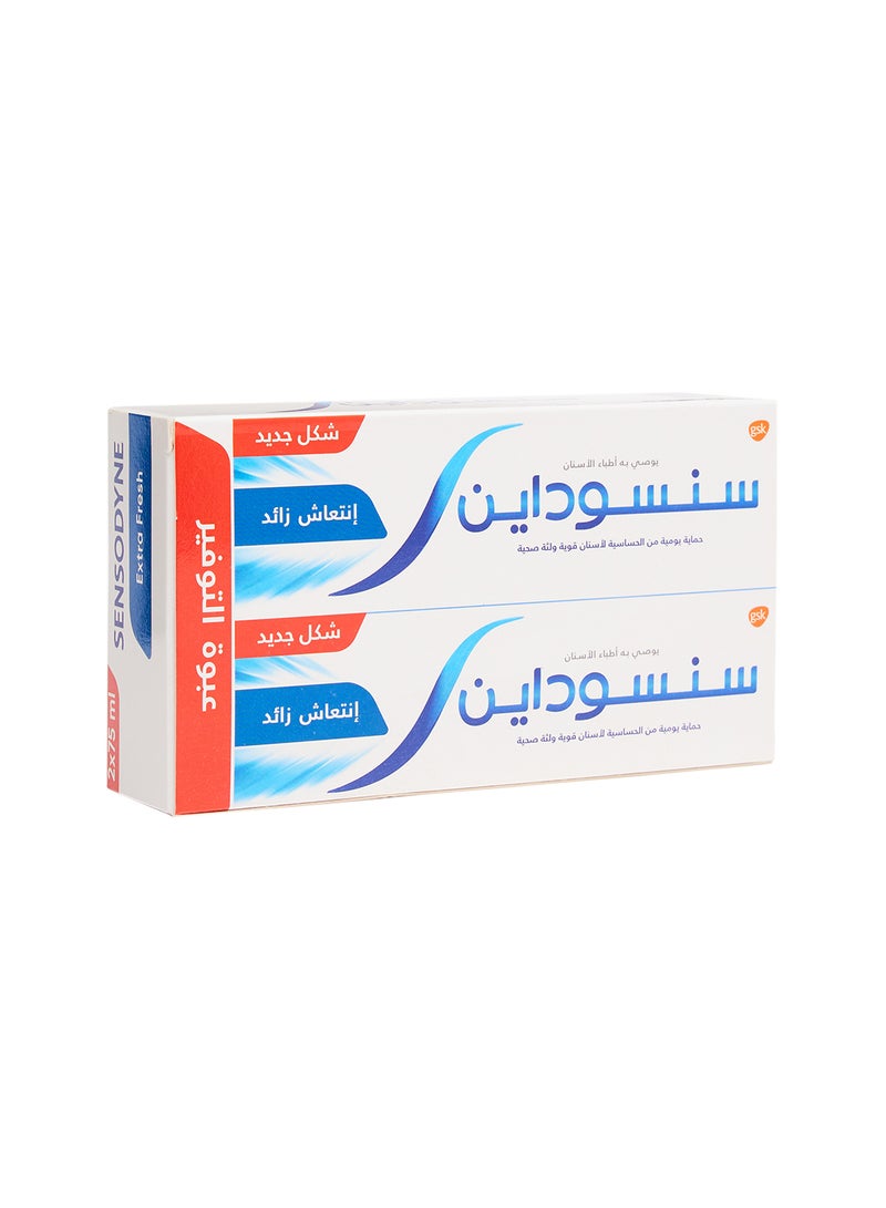Sensodyne Toothpaste For Sensitive Teeth Extra Fresh Flavour Pack Of 2 75ml - Image 2