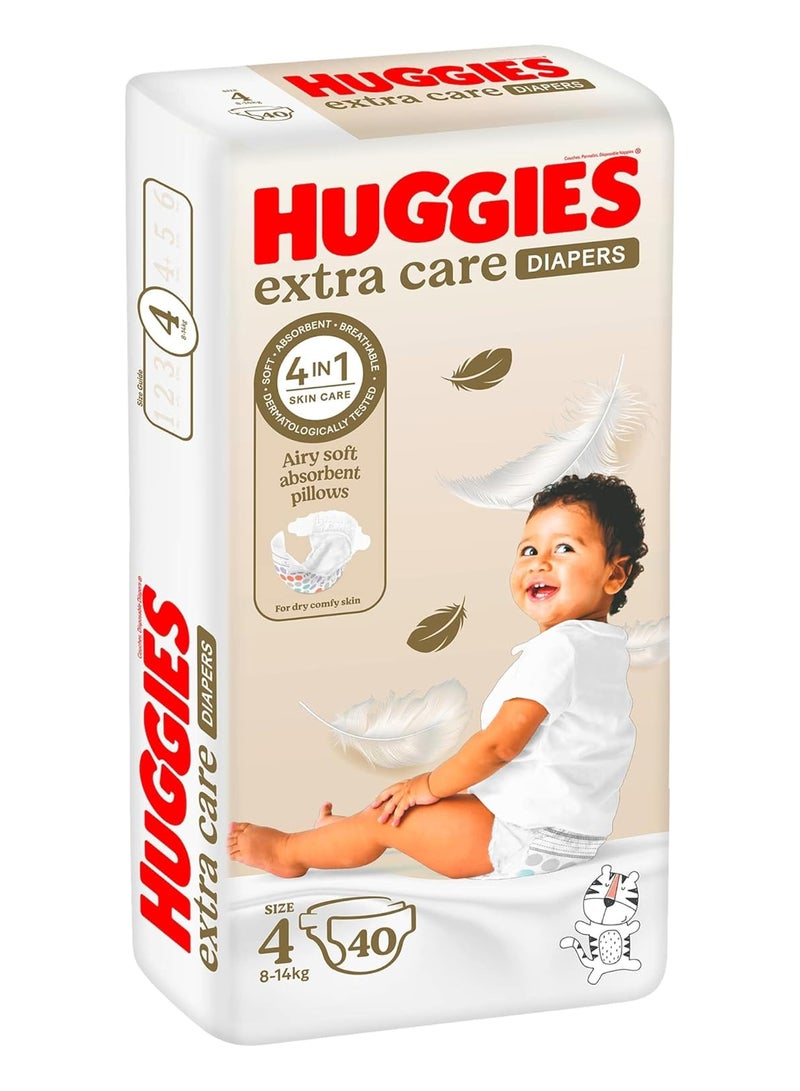 Huggies - Extra Care, Size 4, 8 -14 kg, Value Pack, 40 Diapers - Image 1